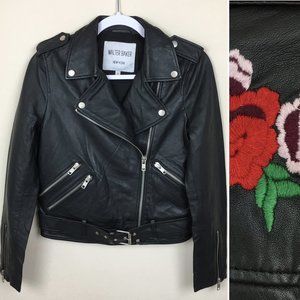 Walter Baker Leather Jacket Moto Embroidered NWOT